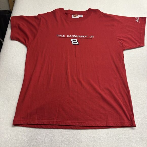 Vintage Dale Earnhardt Jr Shirt Mens XL Red #8 Bud Racing Budweiser Embroidered - Picture 1 of 6
